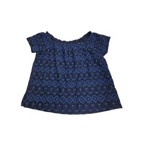 Lane Bryant 22/ 24 Black/Blue Whimsigoth  Embroidered Off- Shoulder Peasant Top.